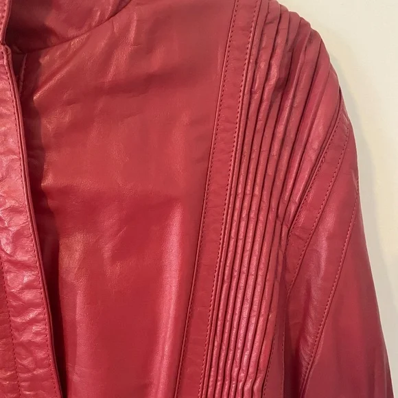 Vintage Red Marco Morani Leather Moto Jacket - Picture 2 of 8